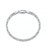 Sterling Silver Polished And Anti Tarnish Beveled Mariner Anchor Chain Bracelet