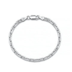 Sterling Silver Polished And Anti Tarnish Beveled Mariner Anchor Chain Bracelet
