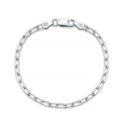 Sterling Silver Polished Beveled Paperclip Chain Bracelet