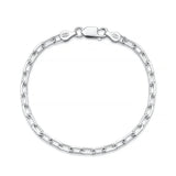 Sterling Silver Polished Beveled Paperclip Chain Bracelet