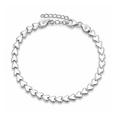 Sterling Silver Polished And Anti Tarnish Hearts Bracelet