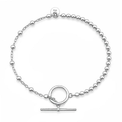 Sterling Silver Anti Tarnish Toggle Closure Bead Bracelet
