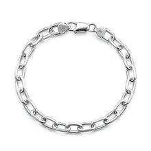 Load image into Gallery viewer, Sterling Silver Polished And Anti Tarnish 200 Thick Oval Beveled Edge Link Bracelet