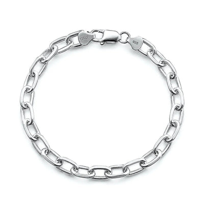 Sterling Silver Polished And Anti Tarnish 200 Thick Oval Beveled Edge Link Bracelet