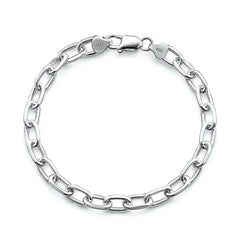 Sterling Silver Polished And Anti Tarnish 200 Thick Oval Beveled Edge Link Bracelet
