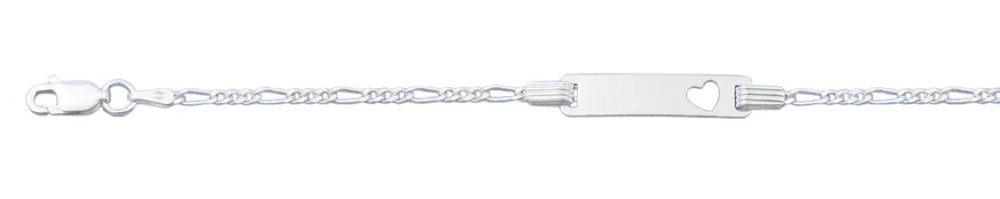 Sterling Silver Polished 2mm Heart Childrens ID Bracelet