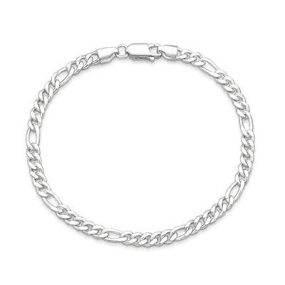 Sterling Silver Anti Tarnish 120 Figaro Bracelet
