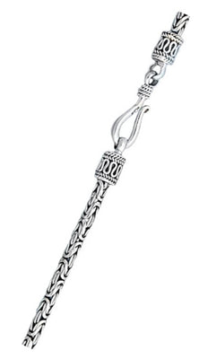 Sterling Silver Oxidized 3mm Byzantine Bali Necklace