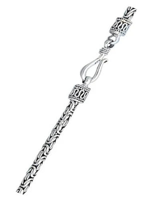 Sterling Silver Oxidized 3mm Byzantine Bali Necklace