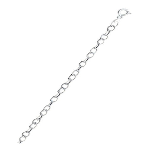 Sterling Silver Round Wire Oval Rolo 3.6mm Chain