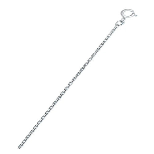 Sterling Silver Rhodium Plated 1.1mm Cable Chain