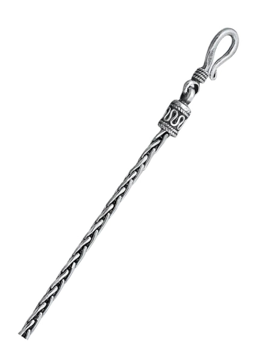 Sterling Silver Oxidized Wheat 2.5mm Bali Necklace