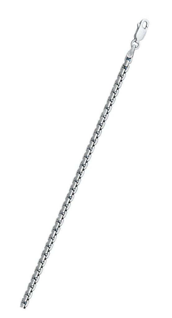Italian Sterling Silver Rhodium Plated Round Box 140 Chain