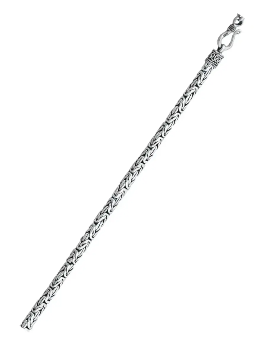 Sterling Silver Oxidized Flat 3.5mm Byzantine Bali Chain
