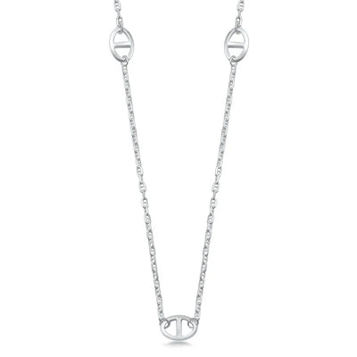 Sterling Silver Oval Connector Chain Necklace