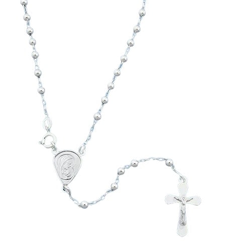 Sterling Silver 3mm Rosary Necklace