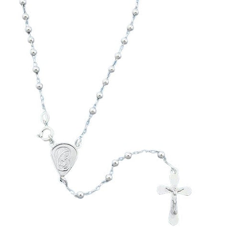 Sterling Silver 3mm Rosary Necklace