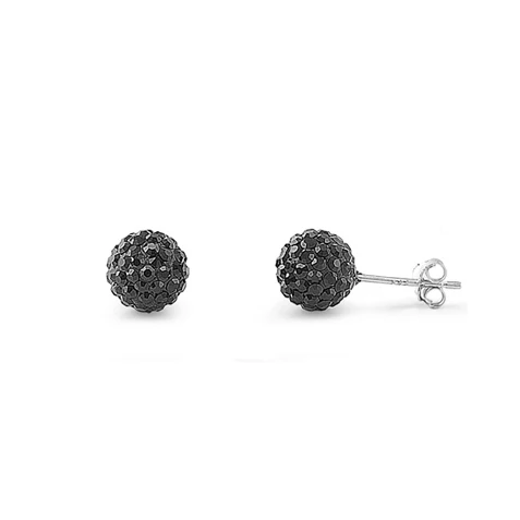 Sterling Silver Clear Swarovski Crystal Ball Push Back Stud Earrings
