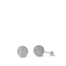 Load image into Gallery viewer, Sterling Silver Clear Swarovski Crystal Ball Push Back Stud Earrings