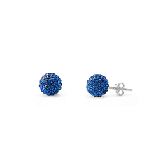 Load image into Gallery viewer, Sterling Silver Clear Swarovski Crystal Ball Push Back Stud Earrings
