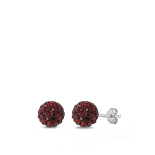 Load image into Gallery viewer, Sterling Silver Clear Swarovski Crystal Ball Push Back Stud Earrings
