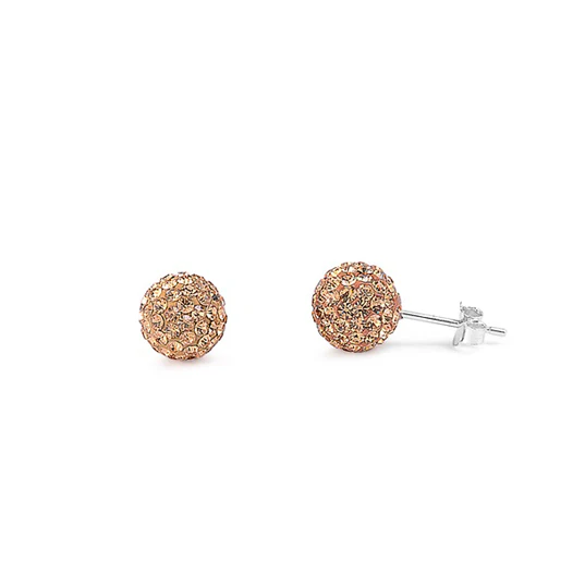 Sterling Silver Clear Swarovski Crystal Ball Push Back Stud Earrings