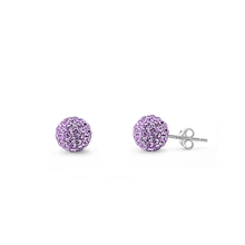 Load image into Gallery viewer, Sterling Silver Clear Swarovski Crystal Ball Push Back Stud Earrings