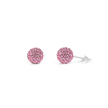 Sterling Silver Clear Swarovski Crystal Ball Push Back Stud Earrings