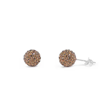 Load image into Gallery viewer, Sterling Silver Clear Swarovski Crystal Ball Push Back Stud Earrings