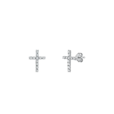 Sterling Silver Cross Clear CZ Earrings