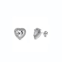 Load image into Gallery viewer, Sterling Silver Heart Clear CZ Earring