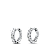 Sterling Silver Rhodium Plated 3mm Huggie Clear CZ Earrings-13mm