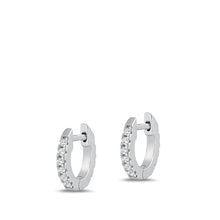 Load image into Gallery viewer, Sterling Silver Rhodium Plated 1.5mm All Around Huggie Clear CZ Earrings-10mm