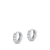 Sterling Silver Rhodium Plated 2.5mm Huggie Clear CZ Earrings-10mm