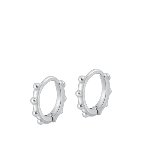 Sterling Silver Rhodium Plated 1.7mm Clear CZ Earrings-10mm