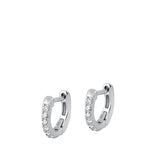 Sterling Silver Rhodium Plated 1.7mm Prong Huggie Clear CZ Earrings-10mm