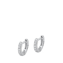 Load image into Gallery viewer, Sterling Silver Rhodium Plated 1.7mm Huggie Clear CZ Earrings-10mm