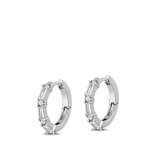 Load image into Gallery viewer, Sterling Silver Rhodium Plated 2.5mm Huggie Clear CZ Earrings-16mm