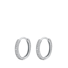 Load image into Gallery viewer, Sterling Silver Rhodium Plated 2mm All Around Huggie Earrings-15mm