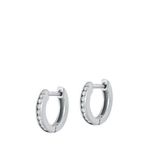 Load image into Gallery viewer, Sterling Silver Rhodium Plated 2mm Round Huggie Earrings-10mm