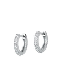 Load image into Gallery viewer, Sterling Silver Rhodium Plated 2mm Round Huggie Earrings-12mm