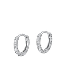 Load image into Gallery viewer, Sterling Silver Rhodium Plated All Round Huggie Earrings-12mm