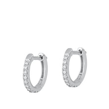 Load image into Gallery viewer, Sterling Silver Rhodium Plated 1.5mm Round Huggie Earrings-12mm