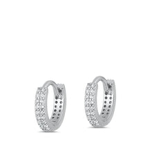 Load image into Gallery viewer, Sterling Silver Rhodium Plated 2.5mm Two Rows Round Huggie Earrings-12mm