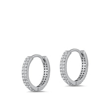 Load image into Gallery viewer, Sterling Silver Rhodium Plated Huggie Hoop Rounds earrings-15mm