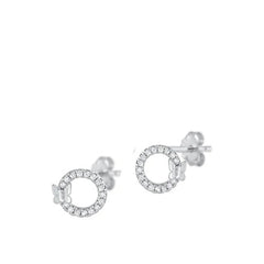 Sterling Silver Rhodium Plated Clear CZ Butterfly Earrings