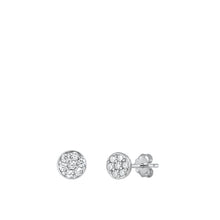Load image into Gallery viewer, Sterling Silver Rhodium Plated Round Clear CZ Earrings