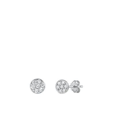 Sterling Silver Rhodium Plated Round Clear CZ Earrings