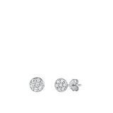 Sterling Silver Rhodium Plated Round Clear CZ Earrings