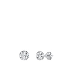Sterling Silver Rhodium Plated Round Clear CZ Earrings
